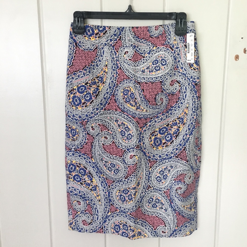 J.Crew paisley pencil skirt NWT